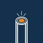 Ein stilisiertes Icon eines Glasfaserkabels im Querschnitt. Der orangefarbene Kern leuchtet und strahlt, was Highspeed-Datenübertragung und Lichtwellenleitertechnik symbolisiert.